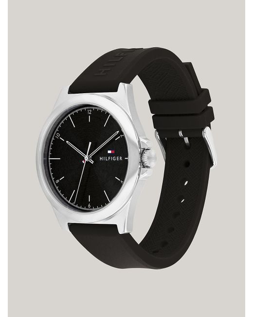 Tommy Hilfiger Stainless Steel Black Silicone Strap Watch for men