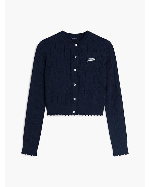 Tommy Hilfiger Blue Slim Pointelle Flag Cardigan