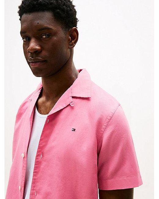 Tommy Hilfiger Regular Fit Overhemd Met Korte Mouwen in het Pink voor heren