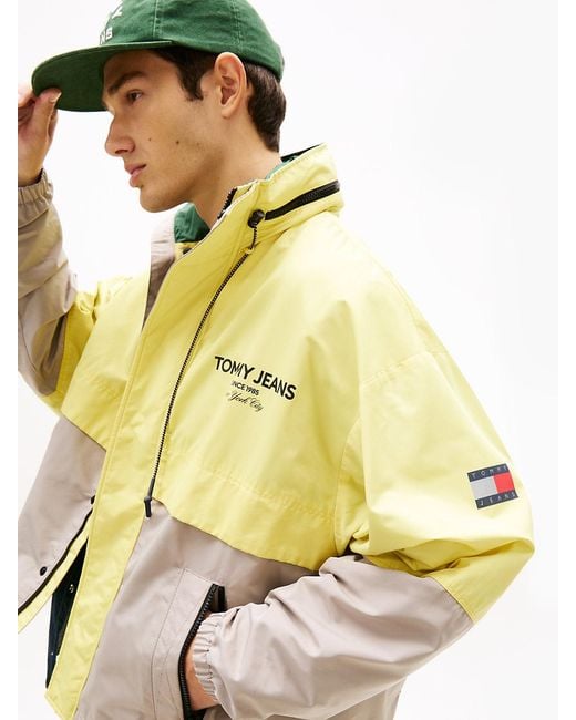 Tommy Hilfiger Gray Water Repellent Colour-blocked Oversized Windbreaker for men