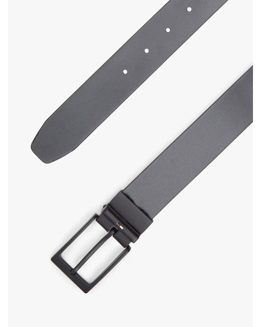Tommy Hilfiger Black Rectangular Buckle Reversible Leather Belt for men