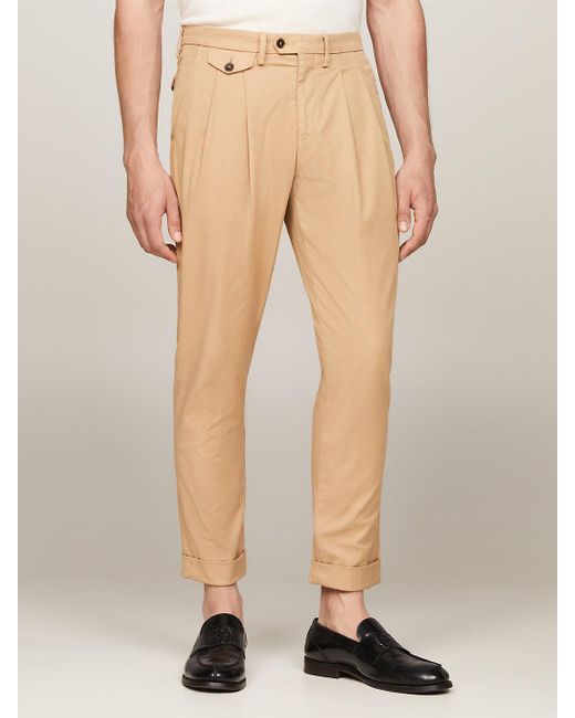 Pantalon coupe standard habillé à pinces Tommy Hilfiger pour homme en coloris Natural
