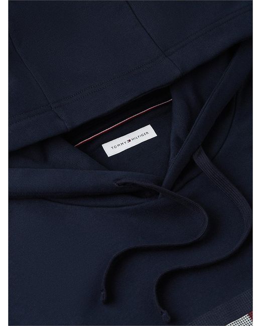 Tommy Hilfiger Blue Flag Graphic Terry Drawstring Hoody for men