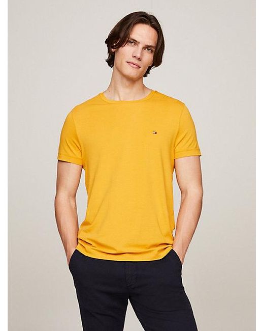 Camiseta de corte extra slim con logo bordado Tommy Hilfiger de hombre de color Orange