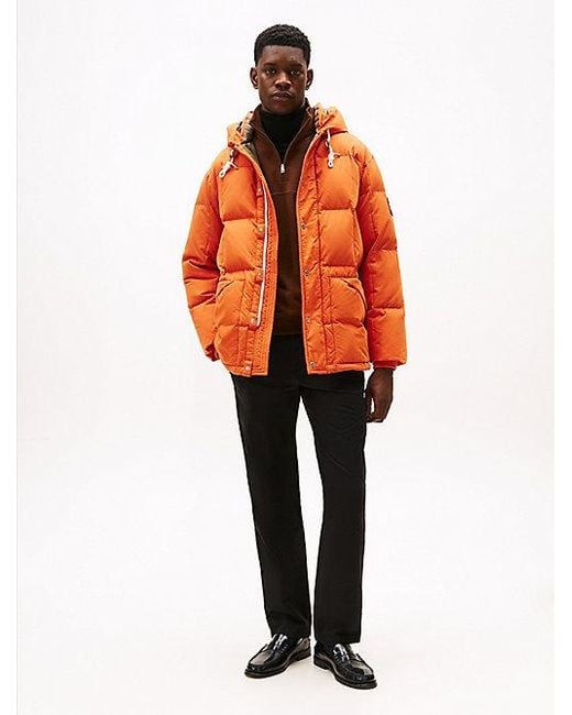 Tommy Hilfiger Waterafstotende Parka Met Dons En Vierkanten in het Orange voor heren