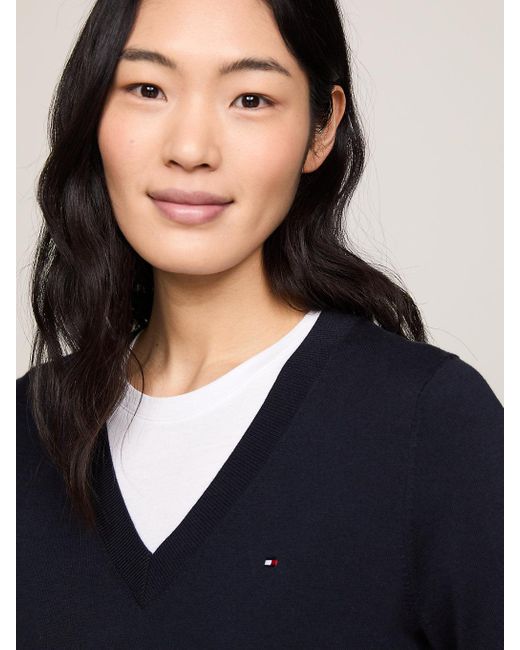 Tommy Hilfiger Blue Heritage V-neck Jumper