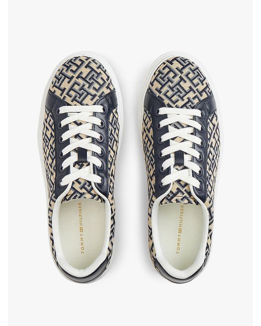 Tommy Hilfiger White Th Monogram Platform Textile Trainers