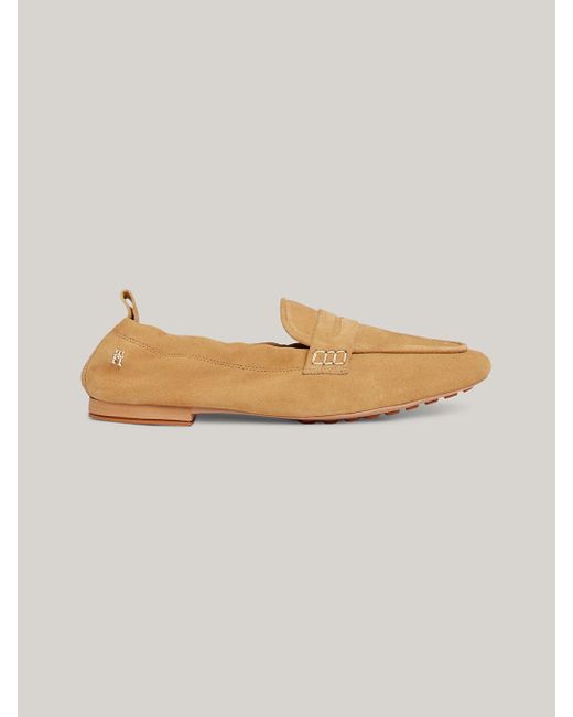Tommy Hilfiger Natural Suede Moccasin Half Cleat Loafers