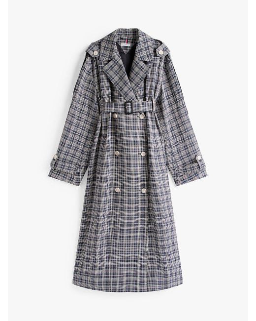 Tommy Hilfiger Gray The Runway Collection Silk Blend Oversized Trench Coat
