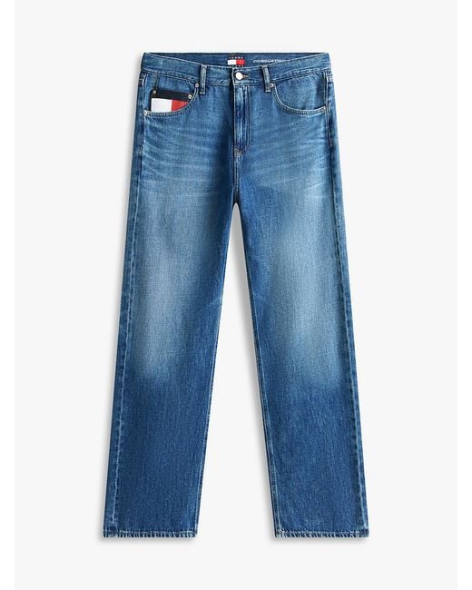 Tommy Hilfiger Green Otis Colour-Blocked Pocket Regular Straight Leg Jeans for men