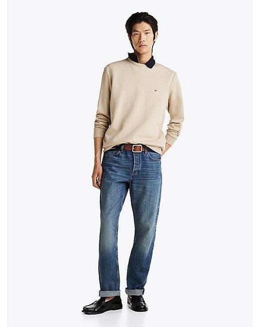 Tommy Hilfiger Technisch Gebreid Sweatshirt Met Ronde Hals in het Natural voor heren