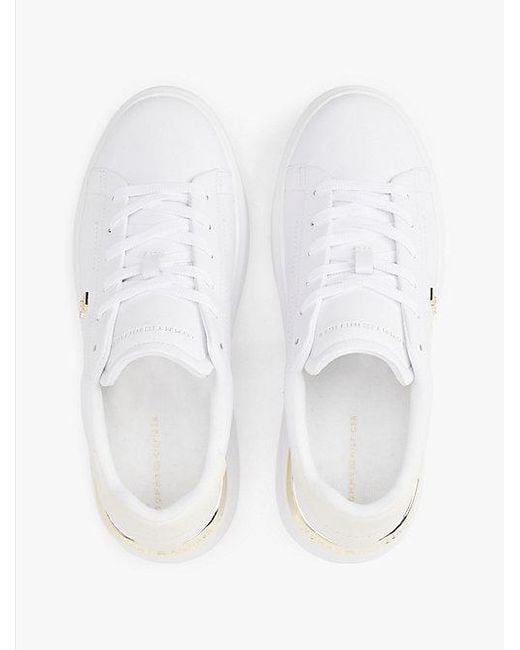 Tommy Hilfiger Leren Court Sneaker Met Th-Monogram in het White
