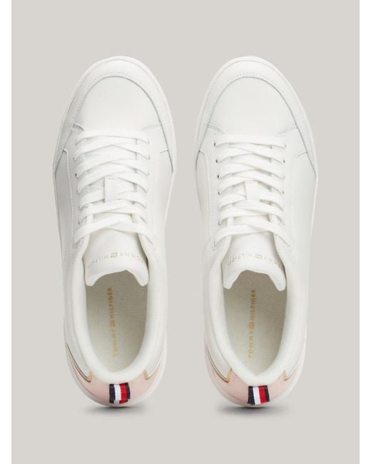 Tommy Hilfiger Natural Leather Metallic Trim Trainers
