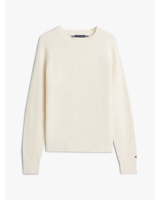 Tommy Hilfiger White Relaxed Wool Blend Fisherman Rib-knit Jumper for men
