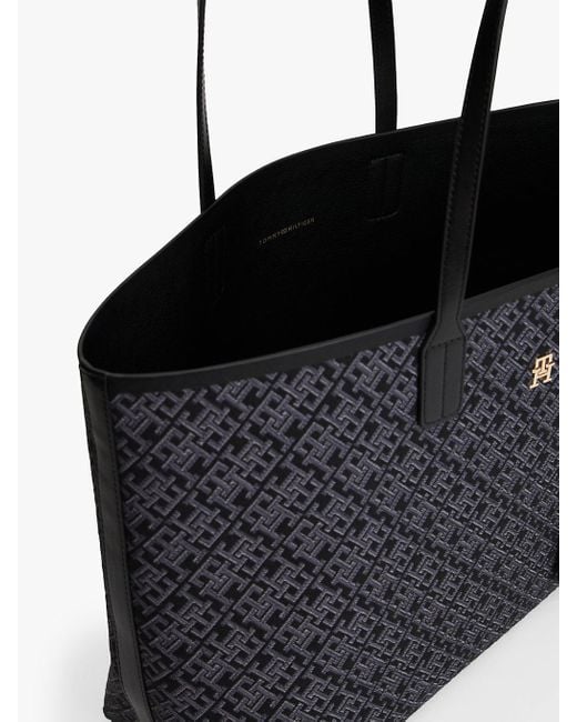 Cabas À Monogramme Th En Jacquard Tommy Hilfiger en coloris Black