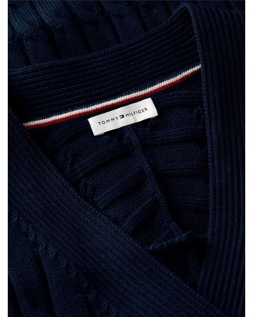 Tommy Hilfiger Blue Cable Knit Oversized V-Neck Cardigan
