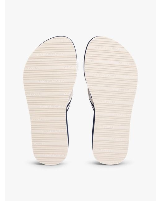 Tommy Hilfiger Blue Stripe Webbing Strap Wedge Flip-Flops
