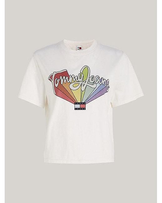 Tommy Hilfiger Boxy Fit T-shirt Met Regenbooglogo in het White