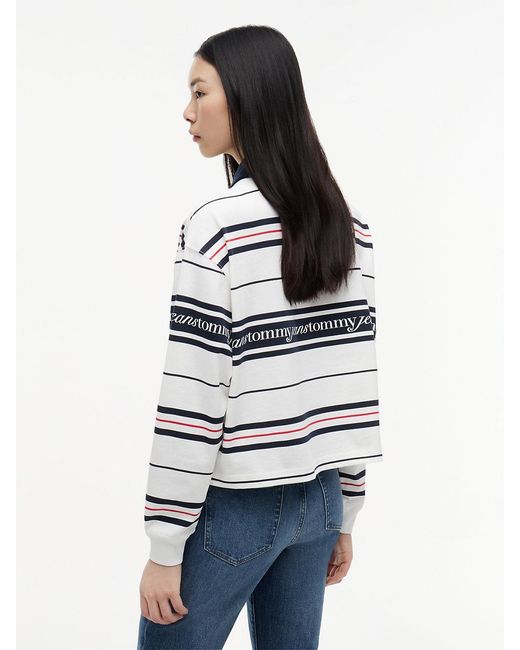Tommy Hilfiger White Repeat Logo Relaxed Rugby Shirt