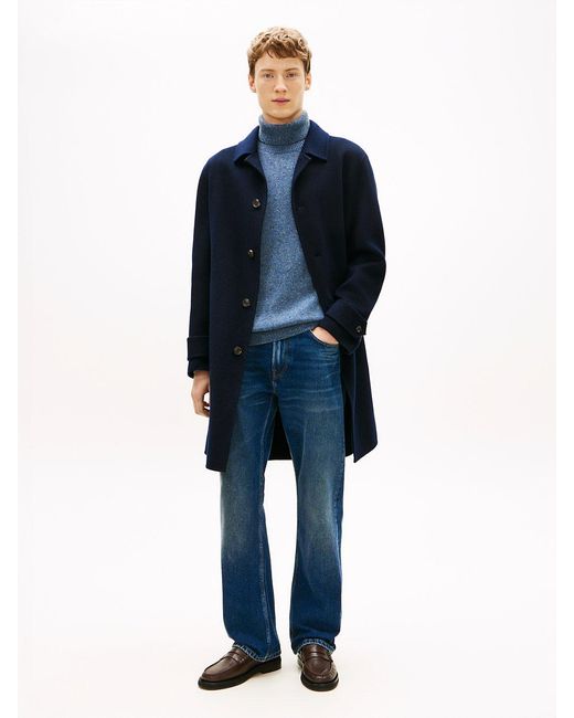 Tommy Hilfiger Blue Smart Casual Relaxed Coat With Cashmere for men