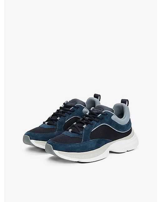 Tommy Hilfiger Moderne Sneaker Met Contrasterende Texturen in het Blue voor heren