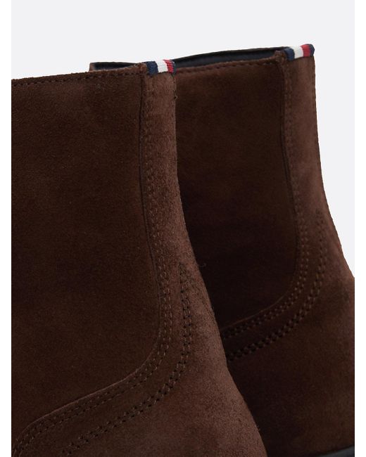 Tommy Hilfiger Brown Water Repellent Suede Mid Boots for men