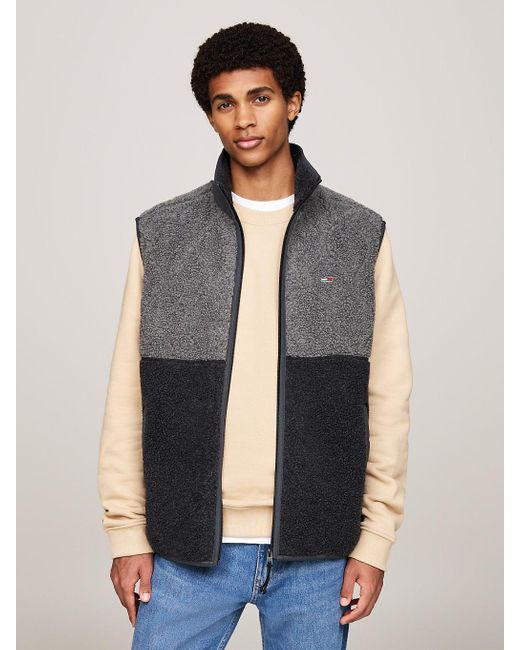 Tommy Hilfiger Blue Colour-blocked Teddy Fleece Relaxed Vest for men