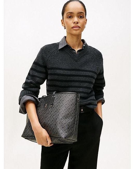 Tommy Hilfiger Shopper Met Th-Monogramprint in het Black