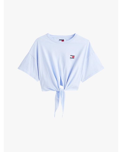 Tommy Hilfiger Blue Tommy Badge Cropped Knot T-shirt