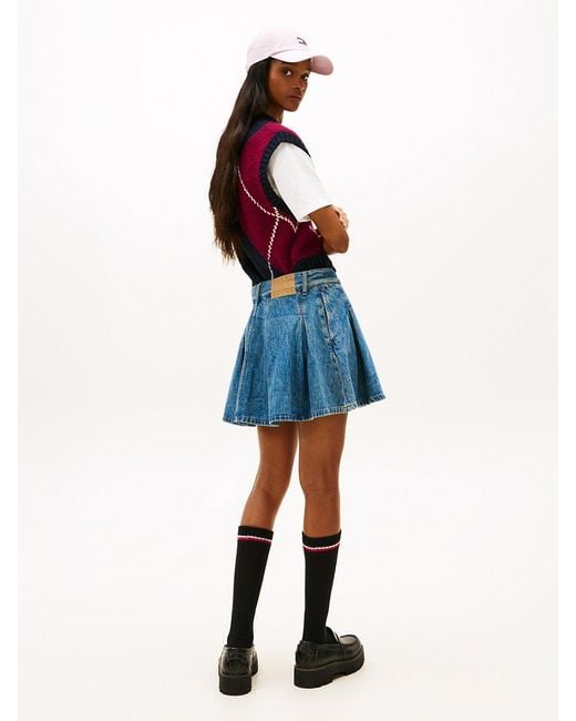 Tommy Hilfiger Blue Pleated Denim Mini Skirt