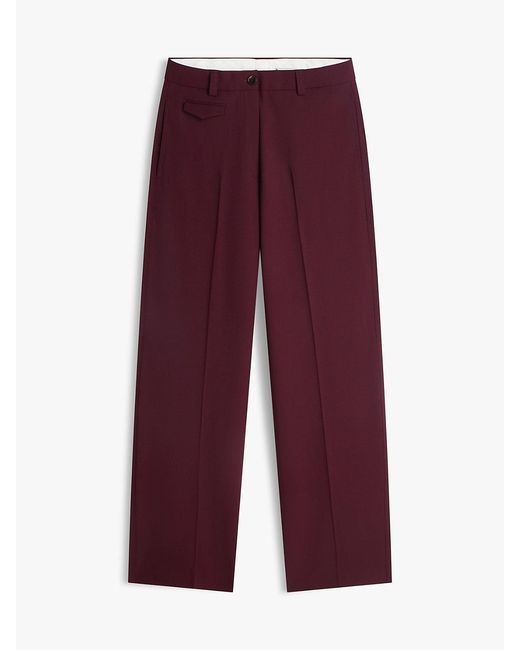 Tommy Hilfiger Red Wool Blend Loose Straight Leg Trousers