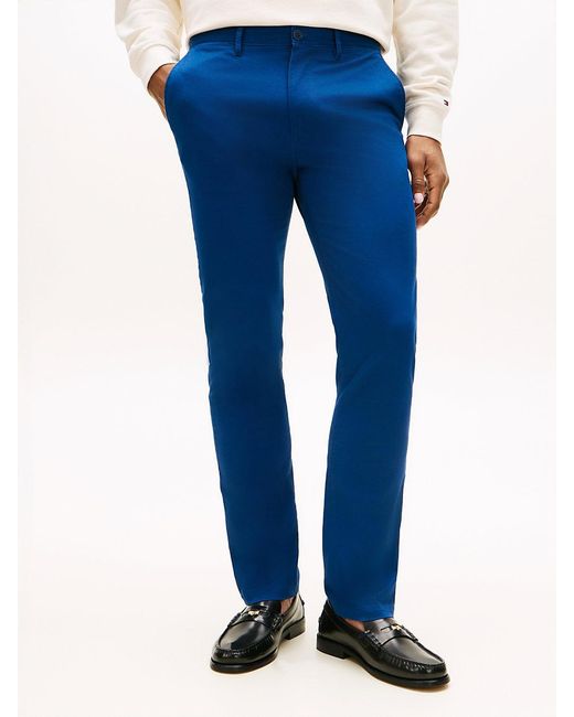 Tommy Hilfiger Blue Denton Slim Straight Twill Chinos for men