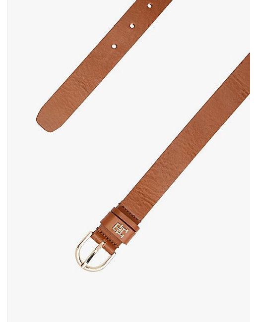 Tommy Hilfiger Essential Leren Riem Met Th-Monogram in het Brown