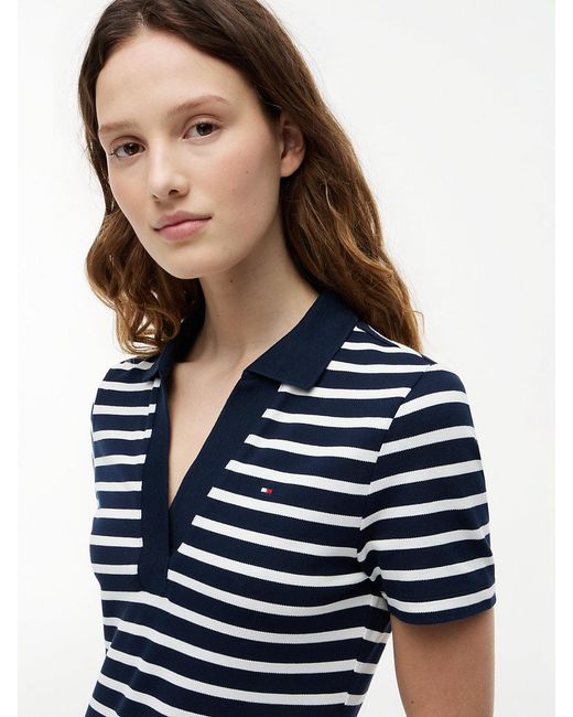 Tommy Hilfiger Blue 1985 Slim Mini Short Sleeve Polo Dress