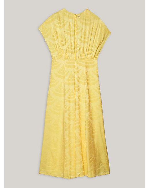 Tommy Hilfiger Yellow Fit-and-Flare Maxi-Kleid aus Muschel-Jacquard