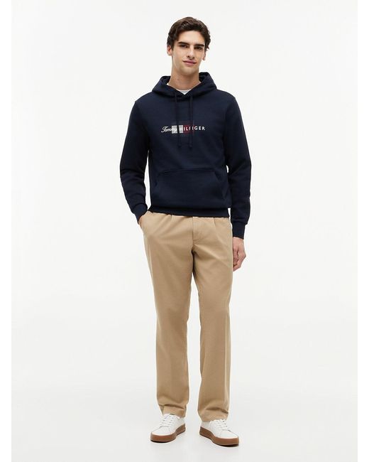 Tommy Hilfiger Blue Flag Graphic Terry Drawstring Hoody for men