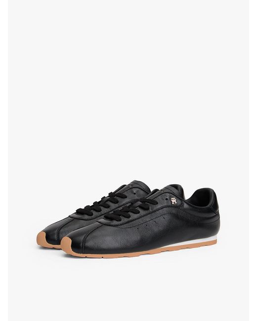 Tommy Hilfiger Black Th Monogram Low Profile Leather Trainers