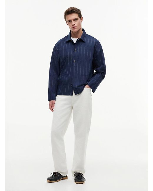 Tommy Hilfiger Blue Relaxed Fit Pinstripe Paper Touch Overshirt for men