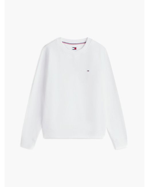 Tommy Hilfiger White Brushed Fleece Crew Neck Sweatshirt