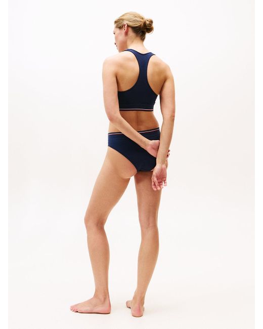 Bralette A Coste Con Stemma Th di Tommy Hilfiger in Blue