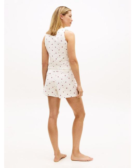 Tommy Hilfiger White Essential Print Pyjama Shorts