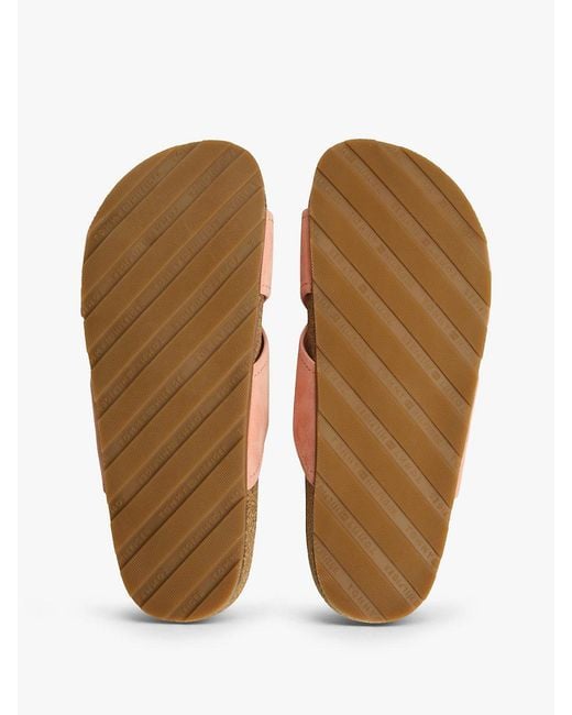 Tommy Hilfiger Pink Suede Strap Cork Sandals