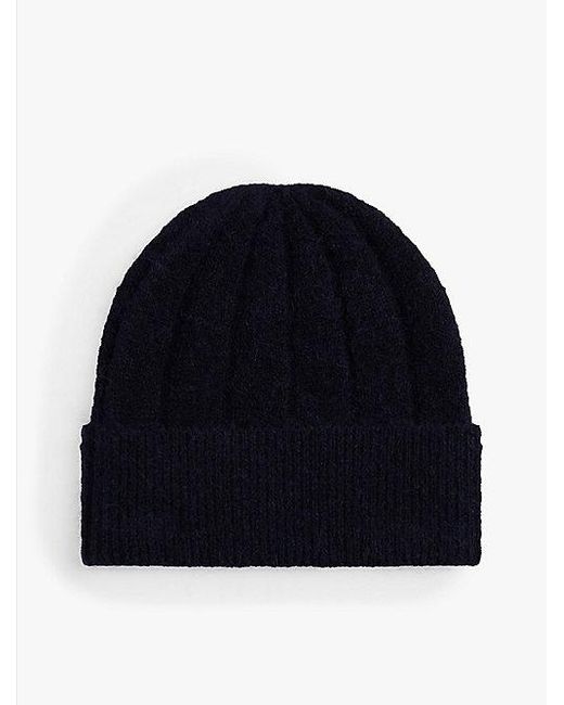 Tommy Hilfiger Fluffy Beanie Met Wol En Hilfiger-Vlag in het Blue
