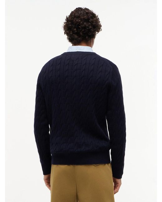 Tommy Hilfiger Blue Cable Knit Crewneck Sweater Lightweight Pullover for men