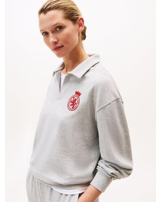 Felpa Lounge Relaxed Fit Con Stemma Th di Tommy Hilfiger in Gray