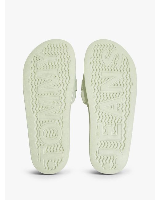 Tommy Hilfiger White Embossed Braided Strap Slides