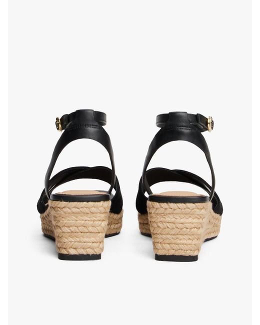 Espadrilles Compensées En Cuir À Monogramme Tommy Hilfiger en coloris White