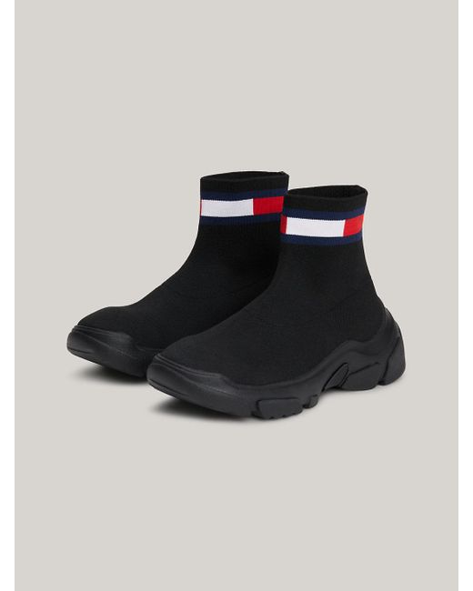Tommy Hilfiger Black Pull-on Chunky Sock Boots