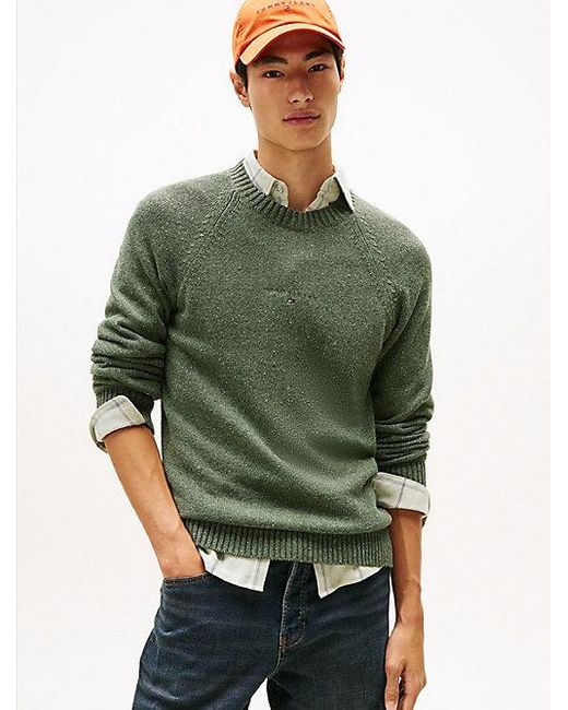 Tommy Hilfiger Slim Trui Met Raglanmouwen En Lineair Logo in het Green voor heren