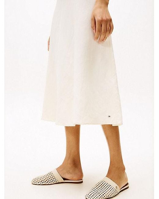 Vestido Midi Con Lazo Anudable En El Cuello Tommy Hilfiger de color White